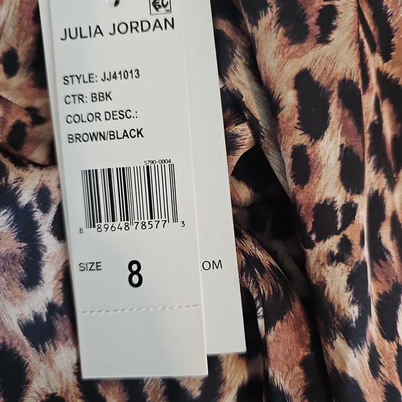 NWT Julia Jordan Brown and Black Animal Print Dress - Picture 3 of 6